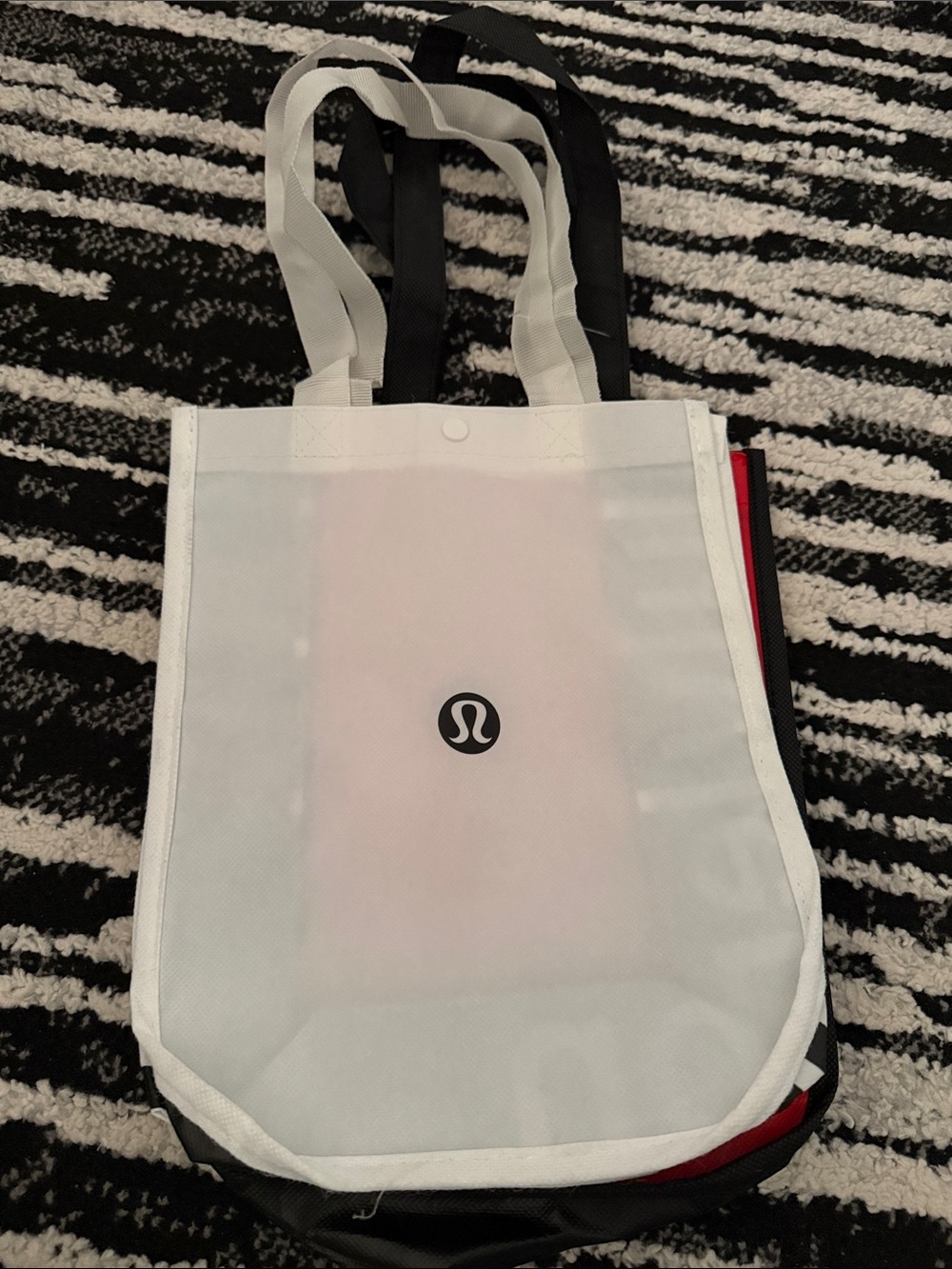 lululemon athletica White and Black Mesh Tote